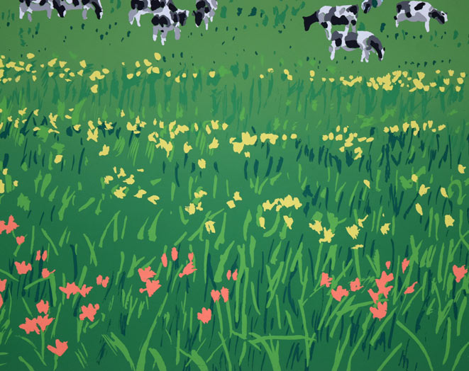 栗谷川健一「水ぬるむ頃(濤沸湖・小清水原生花園)」シルクスクリーン版画 拡大画像4