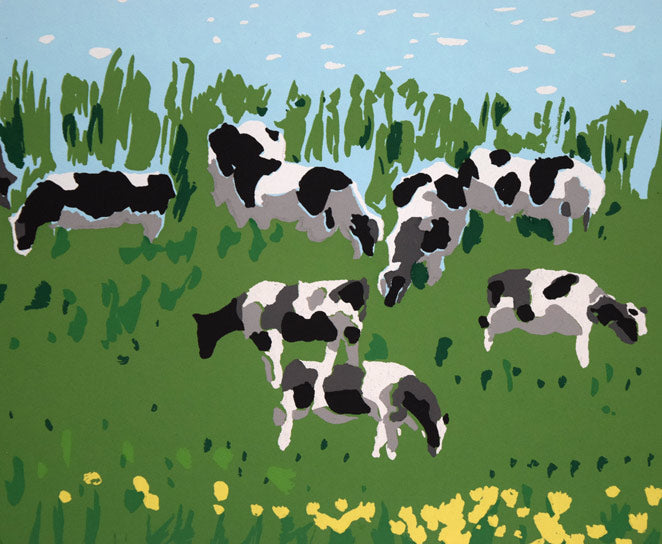 栗谷川健一「水ぬるむ頃(濤沸湖・小清水原生花園)」シルクスクリーン版画 拡大画像3