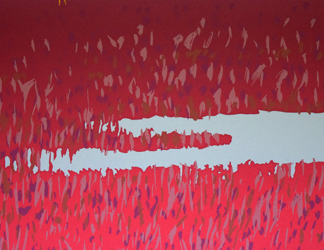 栗谷川健一「燃ゆる秋の入江(網走・能取湖)」シルクスクリーン版画 拡大画像4