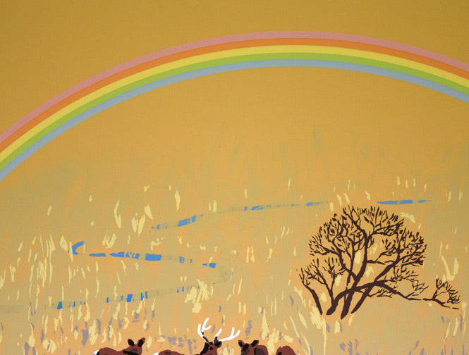 栗谷川健一「七色の空間(釧路湿原)」シルクスクリーン版画 拡大画像1