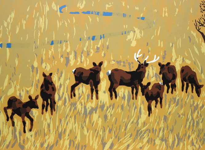 栗谷川健一「七色の空間(釧路湿原)」シルクスクリーン版画 拡大画像3