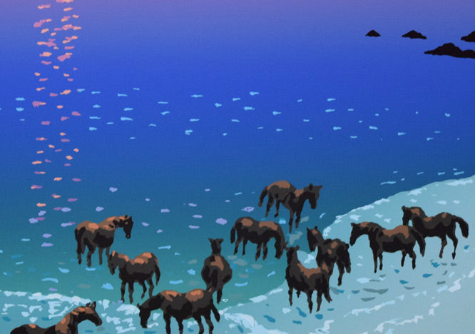 栗谷川健一「落日の岬(エリモ岬)」シルクスクリーン版画 拡大画像3