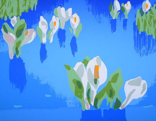 栗谷川健一「離島の沼(利尻・姫沼)」シルクスクリーン版画 拡大画像4