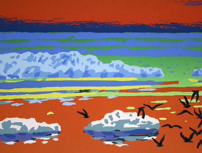 栗谷川健一「流氷去る頃」シルクスクリーン版画 拡大画像3