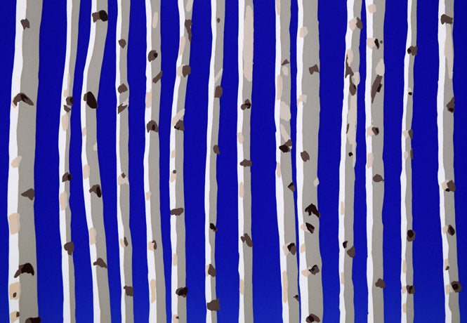 栗谷川健一「白樺の林(三月)」シルクスクリーン版画 拡大画像1