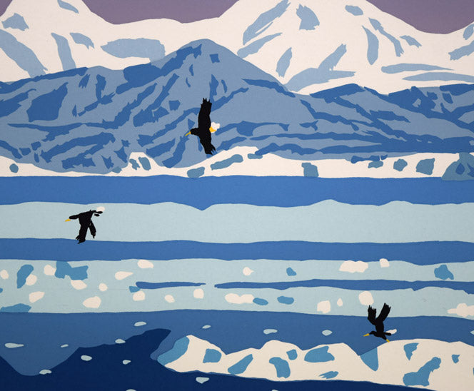 栗谷川健一「知床旅情(羅臼)」シルクスクリーン版画 拡大画像3