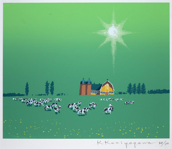 栗谷川健一「太陽と空気と」シルクスクリーン版画 作品全体拡大画像