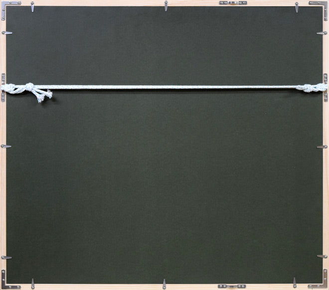 栗谷川健一「太陽と空気と」シルクスクリーン版画 額縁裏側画像