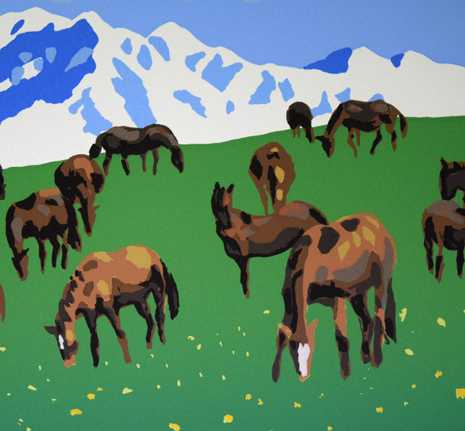 栗谷川健一「タンポポ咲く(日高)」シルクスクリーン版画 拡大画像4