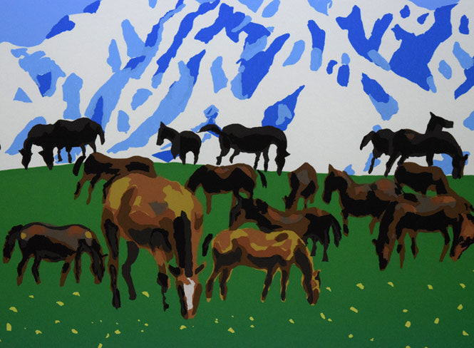 栗谷川健一「タンポポ咲く(日高)」シルクスクリーン版画 拡大画像3