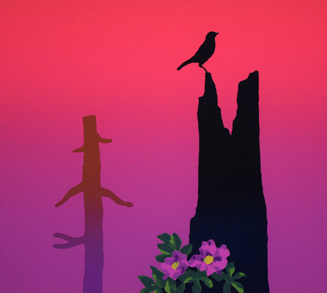 栗谷川健一「トド原哀しく(野付半島)」シルクスクリーン版画 拡大画像2