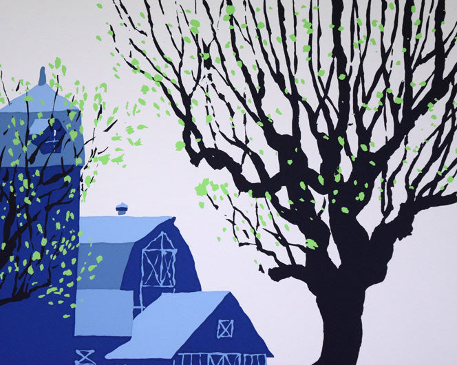 栗谷川健一「若葉よみがえる」シルクスクリーン版画 拡大画像2