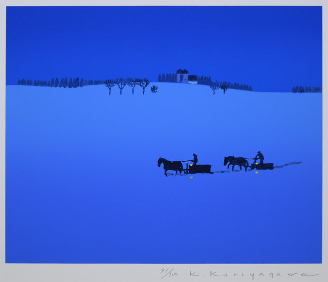 栗谷川健一「雪あかり」シルクスクリーン版画 作品全体拡大画像