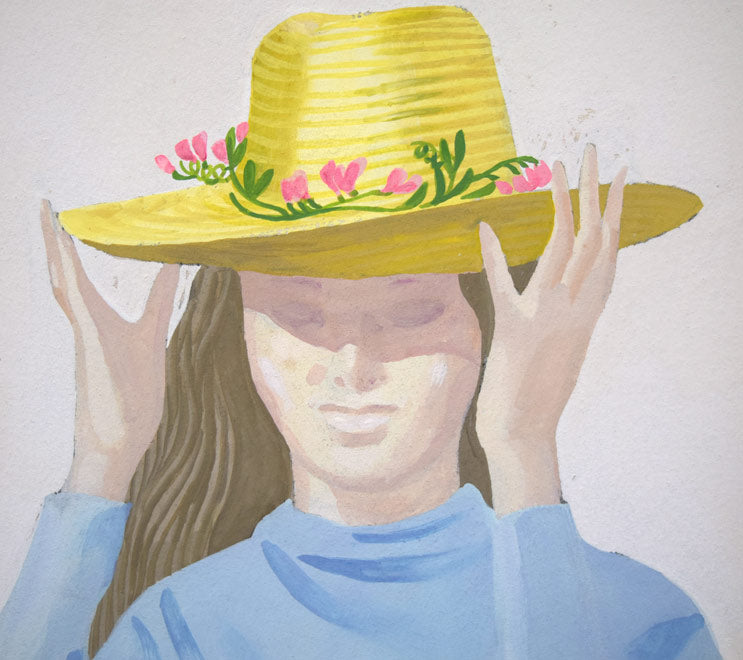 栗谷川健一「女性像」水彩画 拡大部分1