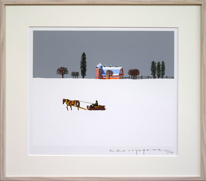 栗谷川健一「鈴の音がゆく(牧舎)」版画