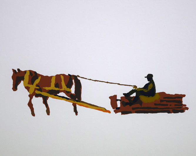 栗谷川健一「鈴の音がゆく(牧舎)」版画 拡大画像2