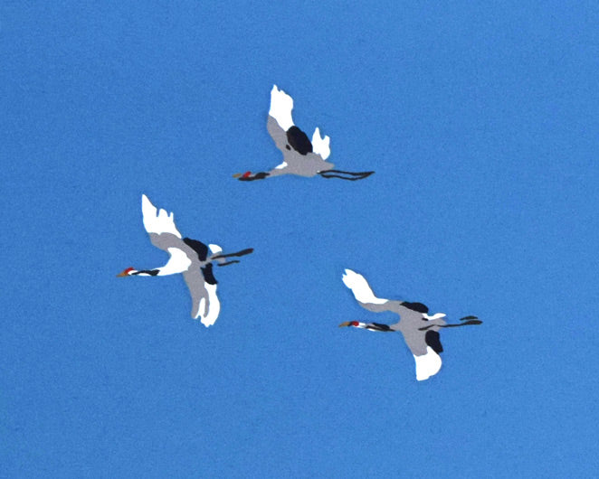 栗谷川健一「丹頂鶴の世界(阿寒)」版画 拡大画像1