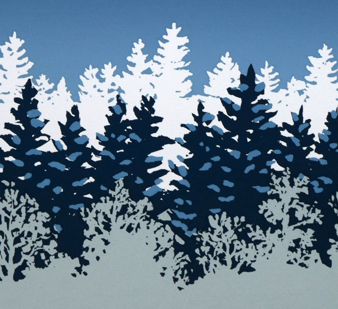 栗谷川健一「丹頂鶴の世界(阿寒)」版画 拡大画像3