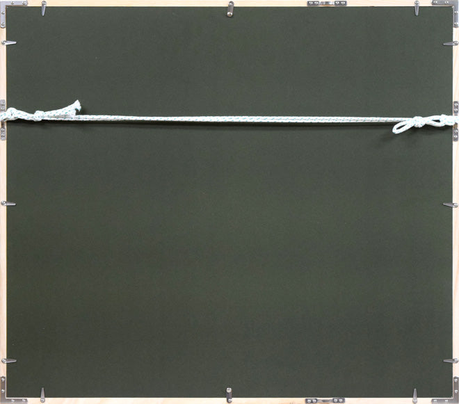 栗谷川健一「丹頂鶴の世界(阿寒)」版画 額縁裏側画像