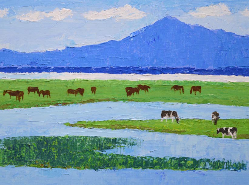 栗谷川健一「涛沸湖の初夏(北海道)」油絵・F10号 拡大部分2