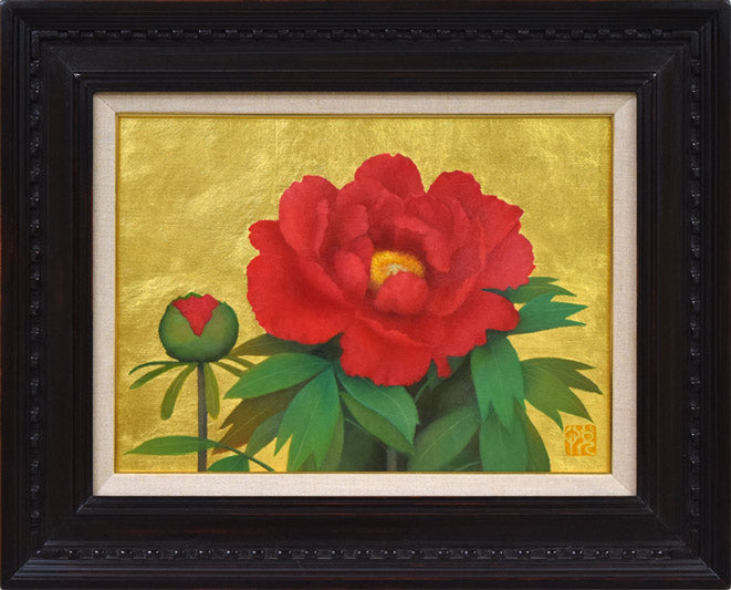 黒田悦子「紅牡丹」油絵・F4号
