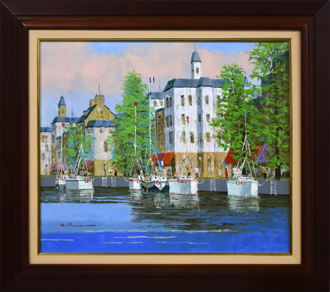 黒沢久「運河のある風景」油絵・F10号