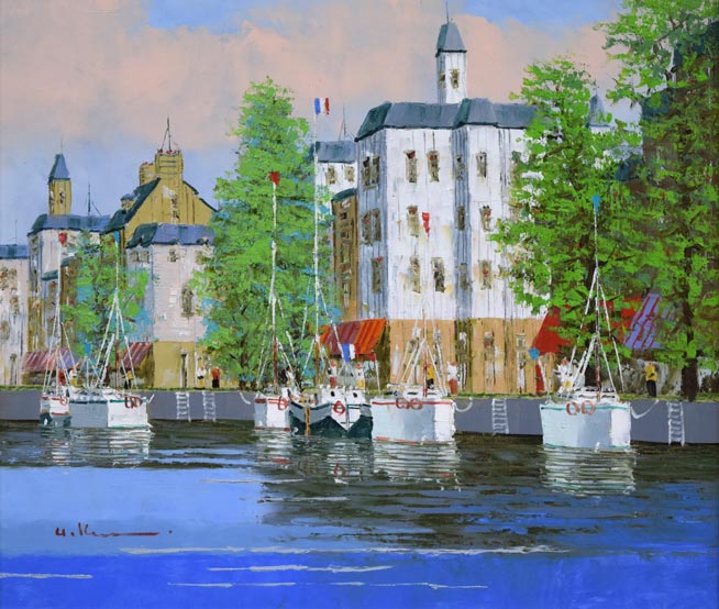 黒沢久「運河のある風景」油絵・F10号　作品全体拡大画像