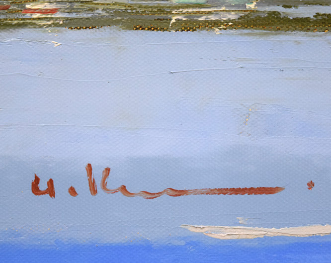 黒沢久「運河のある風景」油絵・F10号　サイン拡大画像
