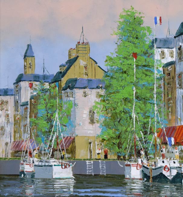 黒沢久「運河のある風景」油絵・F10号 拡大画像1