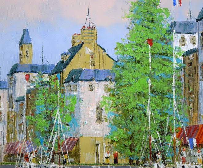 黒沢久「運河のある風景」油絵・F10号 拡大画像3