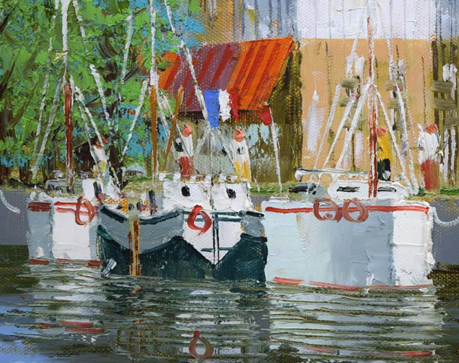 黒沢久「運河のある風景」油絵・F10号 拡大画像6