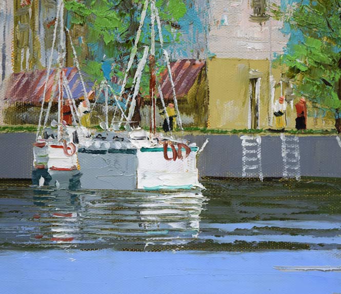 黒沢久「運河のある風景」油絵・F10号 拡大画像5