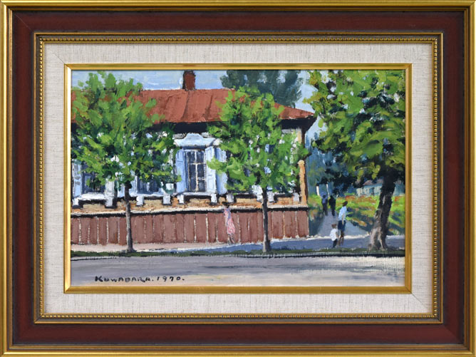 桑原宏「イルクーツク市街(ロシア)」油絵・P6号