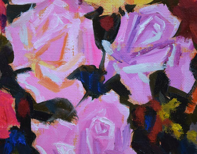 真柄修一「薔薇」油絵・F3号 拡大画像4