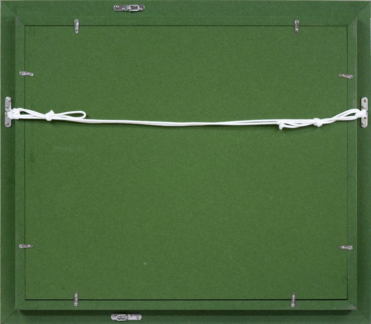 真柄 修一「川白の海岸(後志地方神恵内村)」油絵・F8号 額縁裏側部分