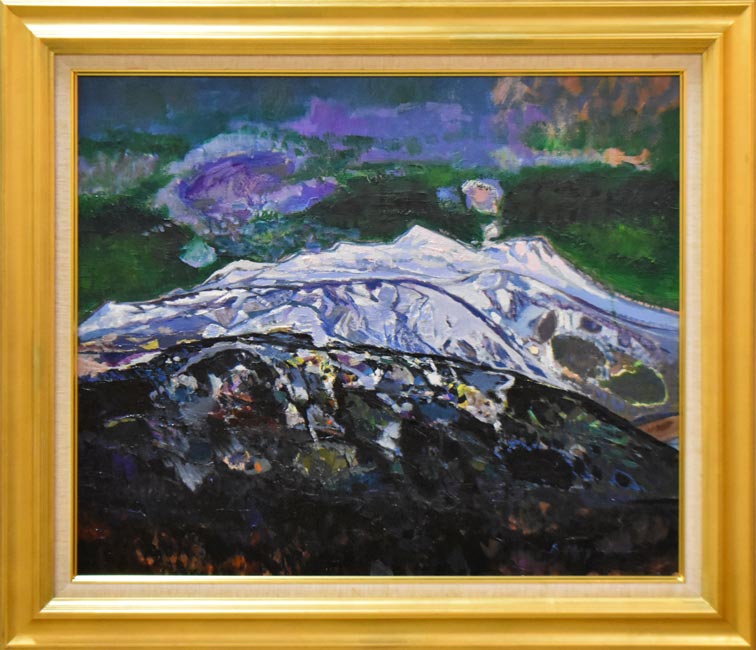 真柄修一「十勝岳」油絵・F20号