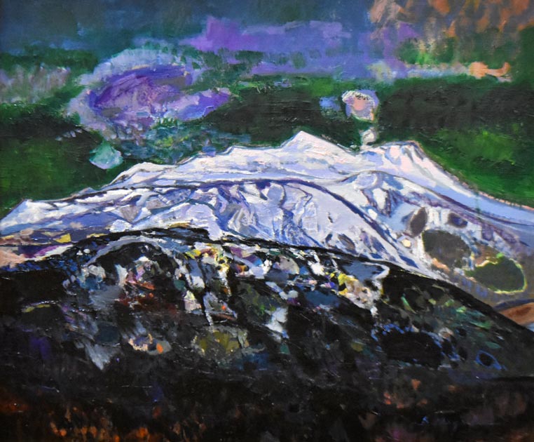 真柄修一「十勝岳」油絵・F20号 作品全体画像