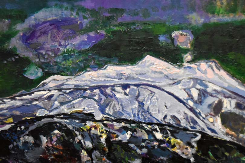 真柄修一「十勝岳」油絵・F20号 拡大部分1