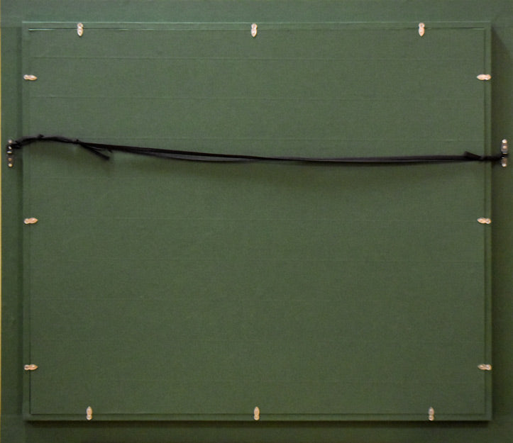 真柄修一「十勝岳」油絵・F20号 額縁裏側部分