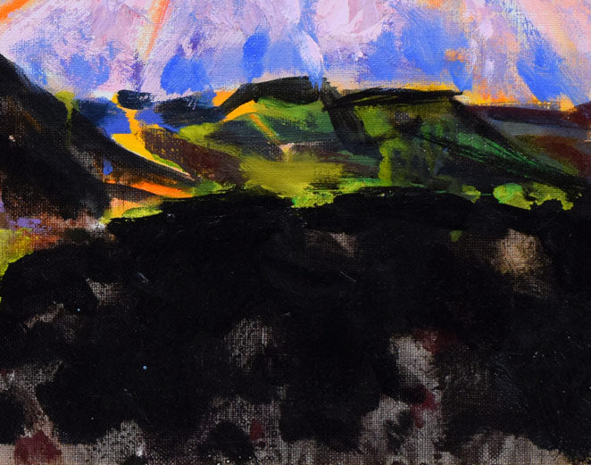 真柄修一「朝やけの羊蹄山」油絵・F6号　拡大画像4