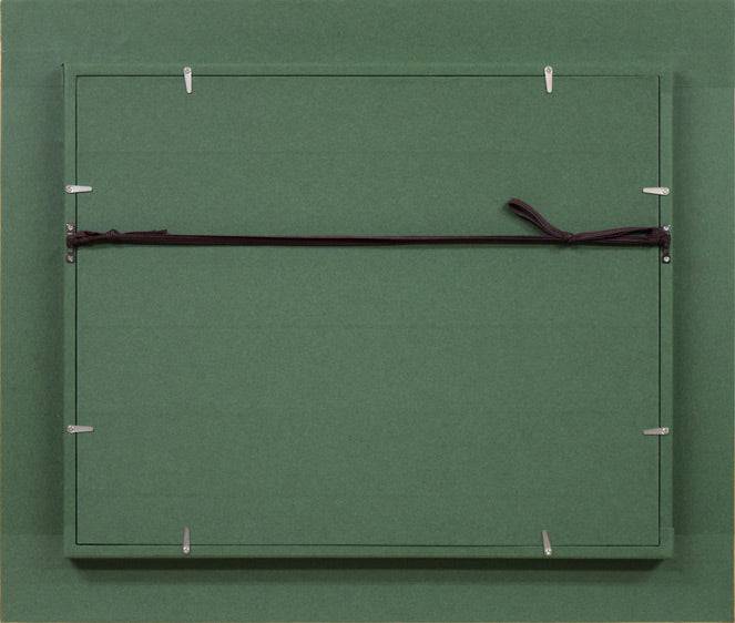 真柄修一「朝やけの羊蹄山」油絵・F6号 額縁裏側画像