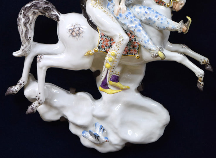 ハインツ ヴェルナー(HEINZ WERNER)「馬上のふたり(アラビアンナイト)マイセン磁器(MEISSEN)」立体陶板画額装 拡大画像2