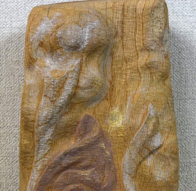 牧田善晴「飛天」木彫作品に彩色 拡大画像1