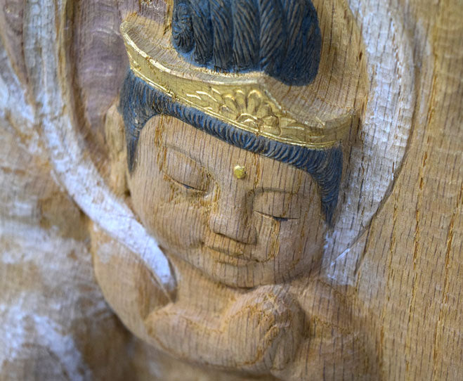 牧田善晴「飛天」木彫作品に彩色 拡大画像5