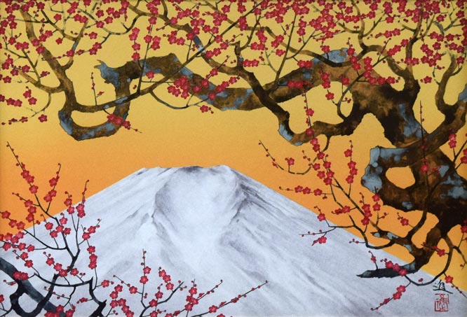 牧進「悠久景福」シルクスクリーン版画 作品全体拡大画像