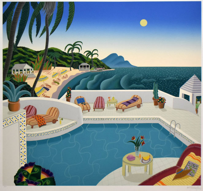 トーマス・マックナイト「アンティグアビーチ」シルクスクリーン版画　作品全体拡大画像