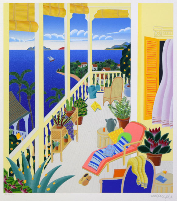 トーマス・マックナイト「グスタビア(GUSTAVIA-カリブ海小アンティル諸島)」シルクスクリーン版画 作品全体拡大画像