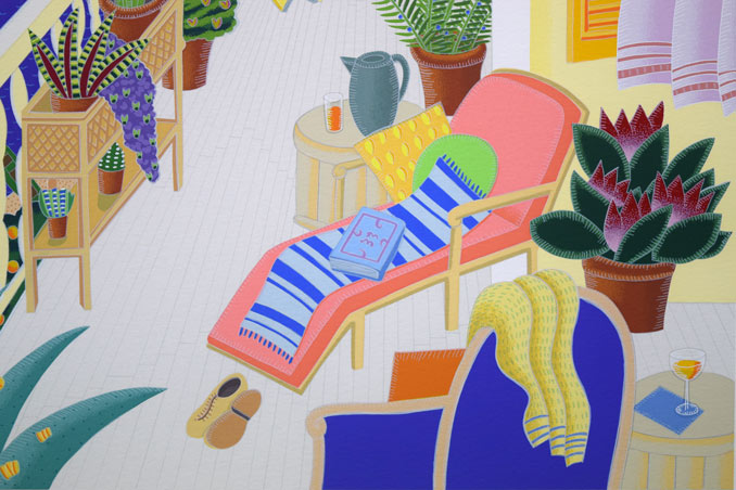 トーマス・マックナイト「グスタビア(GUSTAVIA-カリブ海小アンティル諸島)」シルクスクリーン版画 拡大画像2