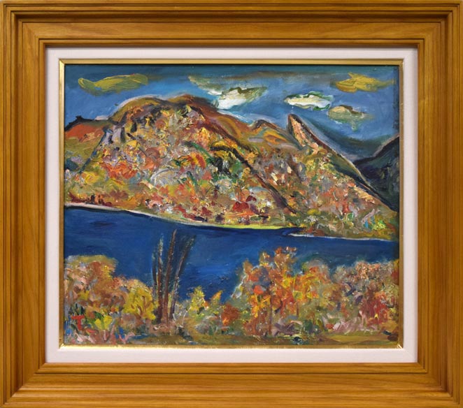 丸山妙子「モコト湖(天都山・網走)」油絵・F8号