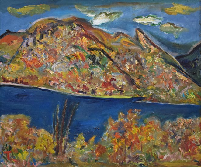 丸山妙子「モコト湖(天都山・網走)」油絵・F8号 作品全体拡大画像